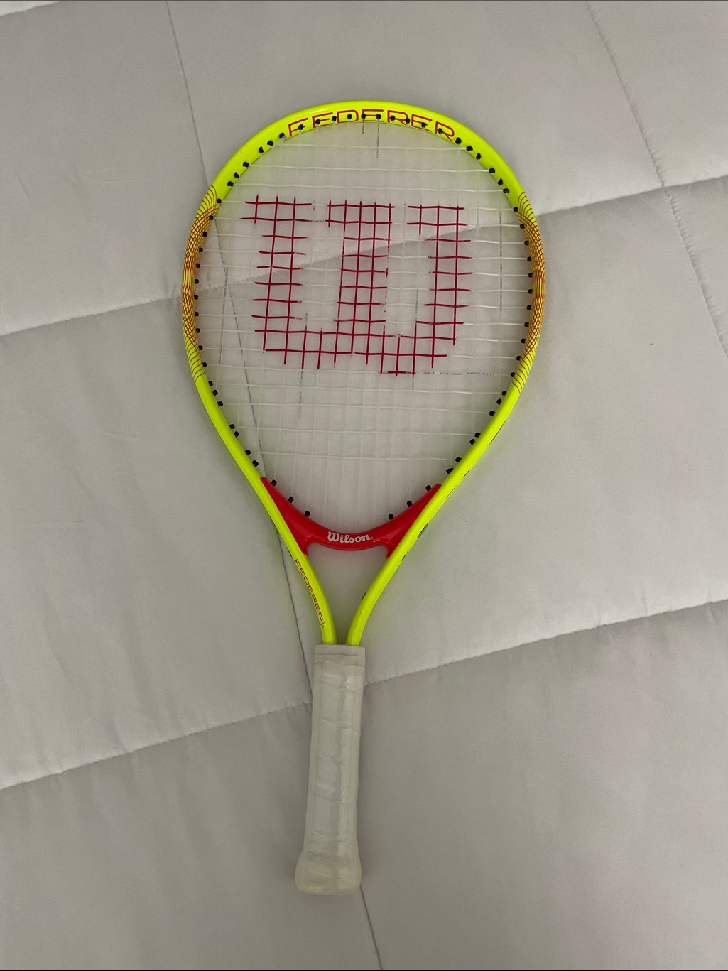 Wilson Us Open Federer Yellow And Red Kids’s Tennis Racket With White Grip